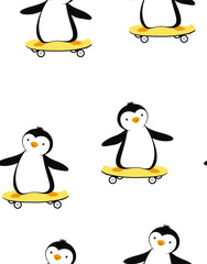 cartoon pattern with penguins, summer print