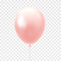Light pink balloon isolated on transparent background. 3D Vector illustration of celebration, party balloons