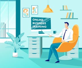 Businessman in Office, Ready for Online Courses