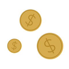  Simple flat illustration of a coin. Icon, button for your website, mobile application 
