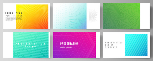 Naklejka premium The minimalistic abstract vector illustration of the editable layout of the presentation slides design business templates. Abstract geometric pattern with colorful gradient business background.