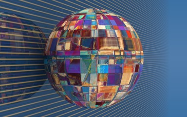 rendu d'une sphère 3D à la texture géométrique et abstraite