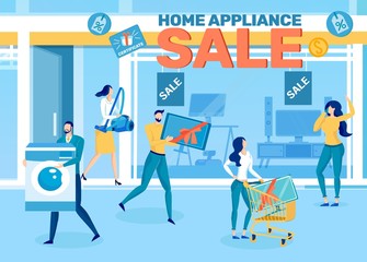 Home Appliance Store Sale Flat Vector Ad Banner