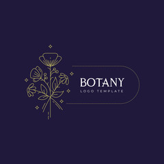 Abstract Flowers Vector Signs or Logo Templates Set. Retro Floral Illustration with Classy Typography. Feminine Logo. Modern Logo Template for florist, photographer, fashion blogger, design studio.