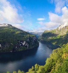 Obraz na płótnie Canvas Panoramic aerial view of the Ornesvingen Fjord