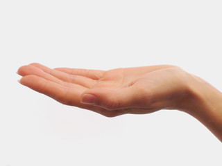 woman's hand isolated on white