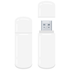 Usb flash drive icon isolated on white background in flat style.