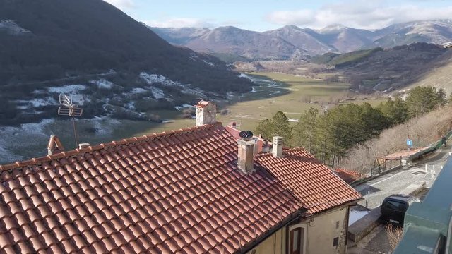 Winter panorama from Opi, beautiful village in the Abruzzo region of Italy.
