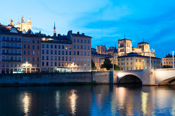 Lyon, France in a beautiful summer night
