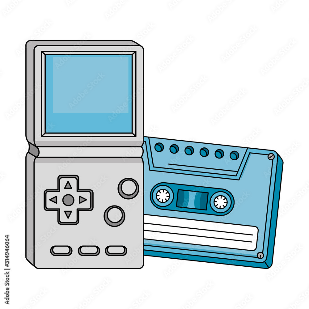 Poster cassette with video game handle nineties style