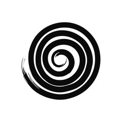 Vector grunge organic ink textured spiral elements set . Abstract swirl motion brush stroke. illustration. Grungy aged distressed moving curve. Uneven twirl circle design.