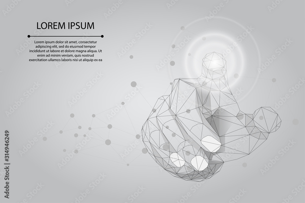 Aufkleber abstract mash line and point hand touch the circle interface technology. polygonal businessman pushi