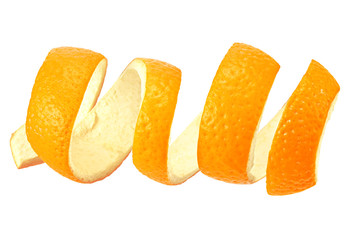 fresh orange peel isolated on white background