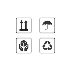 Set Of Packaging Symbols including fragile protected from moisture and other signs. Can be used on the packaging.