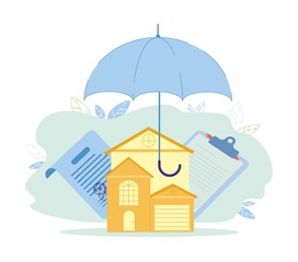 Property Insurance and Contracting, Vector Banner.
