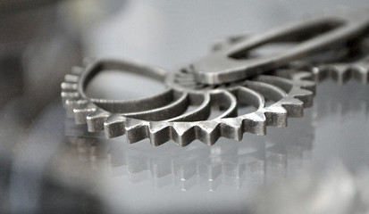 Object printed on metal 3d printer close-up