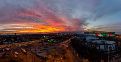 Fototapeten Panorama of budapest stadium at sunset © Maciej Gerszewski