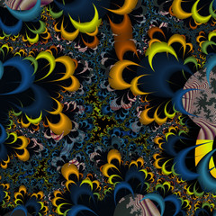 Blue yellow abstract floral background