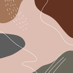 Terracotta Modern Digital Painting Art Print Abstract Fashion Scandinavian Style Color Abstraction Poster Contemporary Design Shapes Vector Illustration