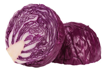Obraz premium red cabbage, isolated on white background, clipping path, full depth of field