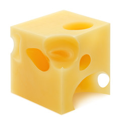 cheese cube, isolated on white background, clipping path, full depth of field