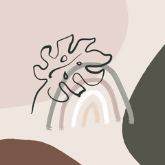 Pastel Terracotta Art Print Abstract Modern Digital Painting Fashion Tropical Summer Hawaii Style Warm Colors Abstraction Poster Contemporary Vector Illustration