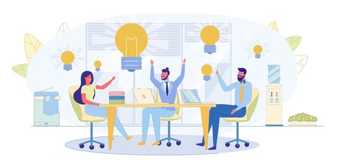 Business Team Brainstorming Flat Vector Concept