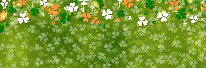 Fototapeta premium St.Patrick's Day green vector background with clover leaves