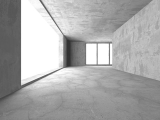 Dark concrete empty room. Modern architecture design