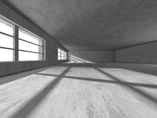 Dark concrete empty room. Modern architecture design