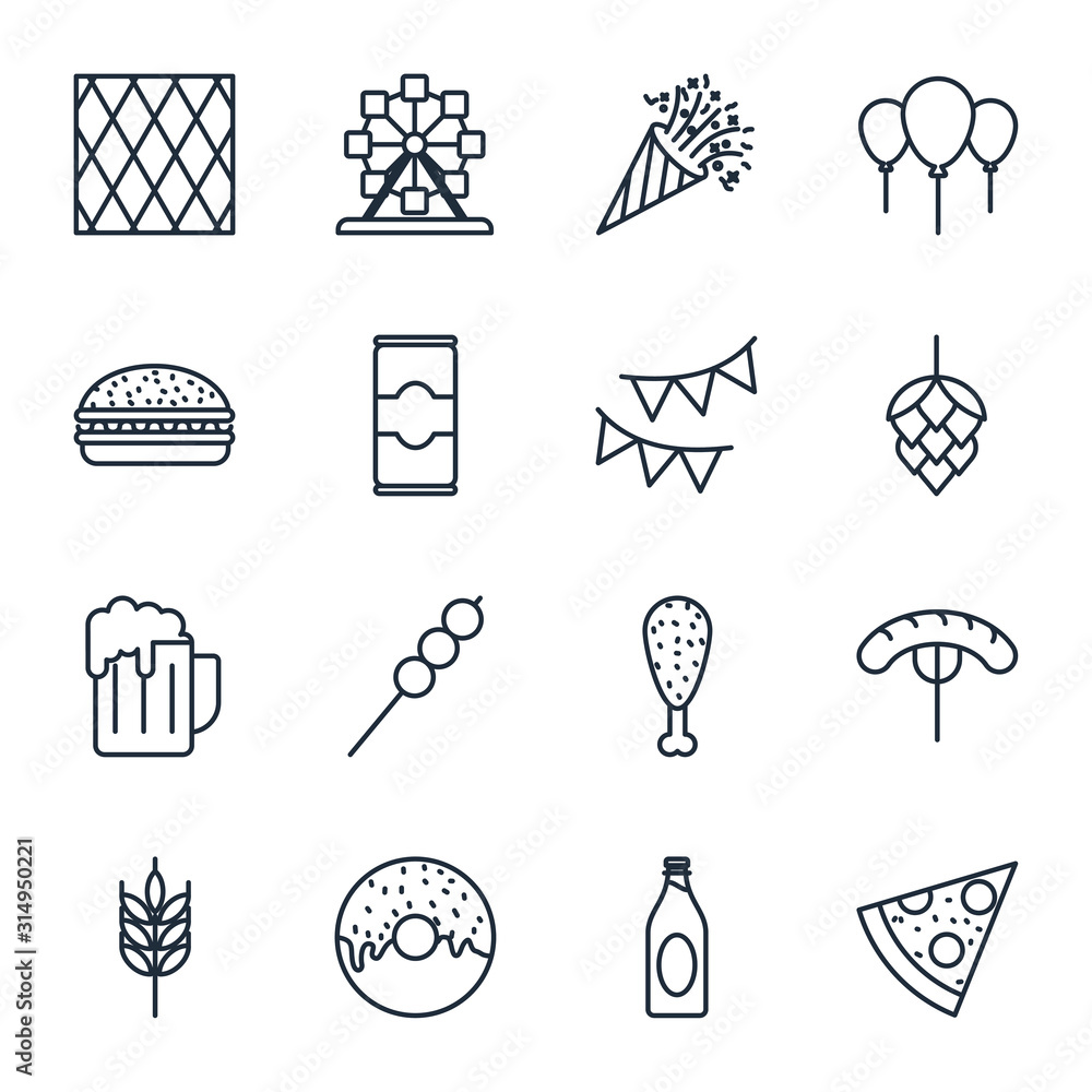 Leinwandbilder Set octoberfest icon template color editable. octoberfest pack symbol vector sign isolated on white background illustration for graphic and web design.