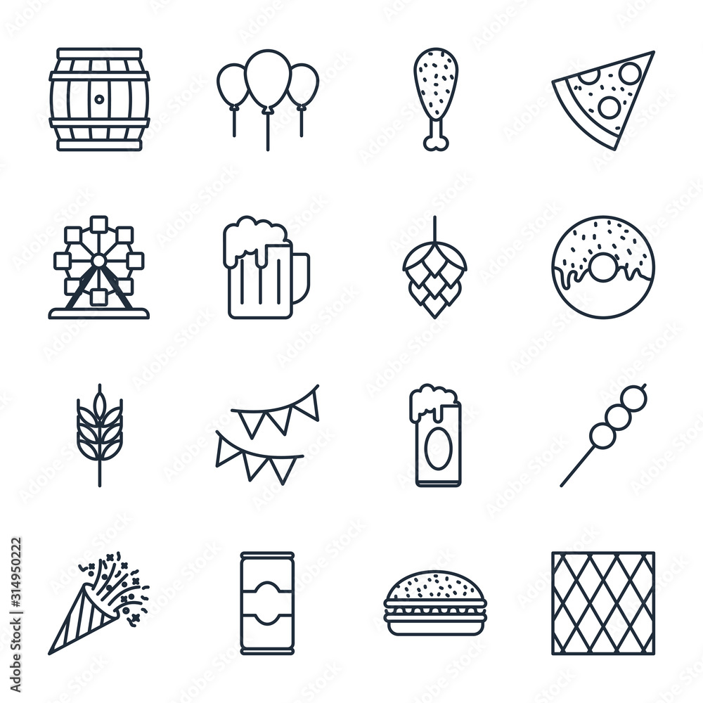 Aufkleber Set octoberfest icon template color editable. octoberfest pack symbol vector sign isolated on white background illustration for graphic and web design.