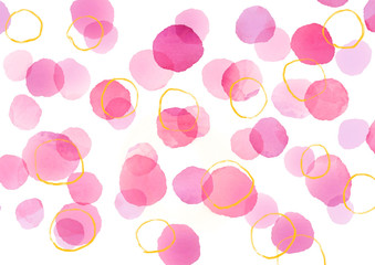 水彩　水玉　背景イラスト