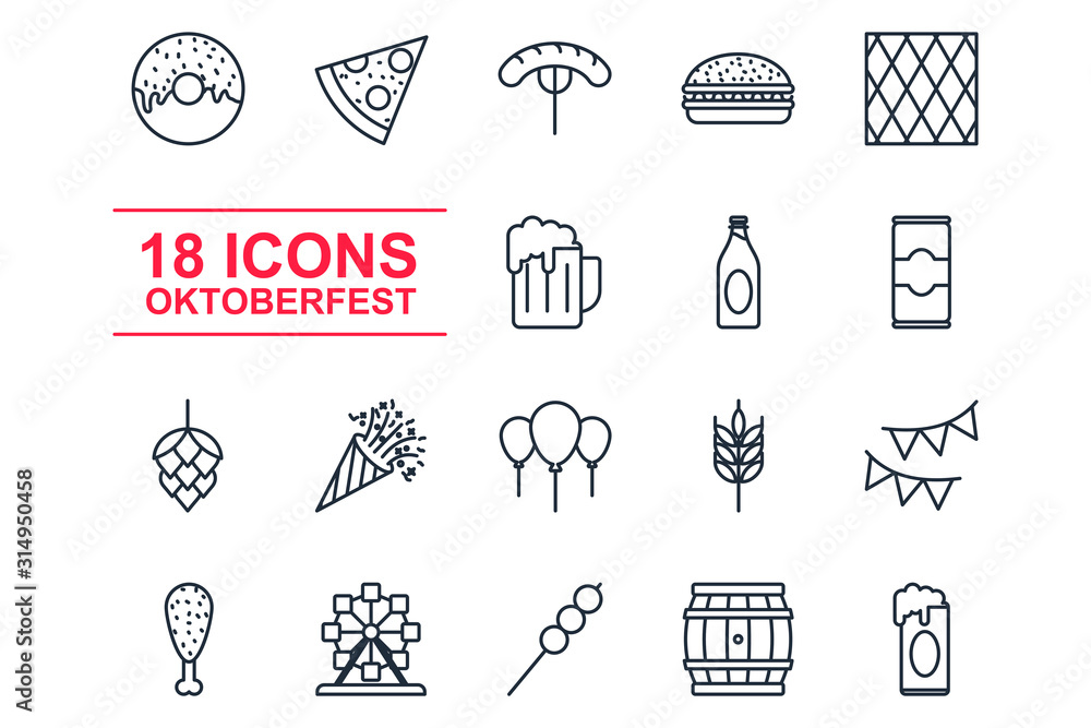 Poster set octoberfest icon template color editable. octoberfest pack symbol vector sign isolated on white 