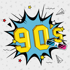 poster of nineties lettering with glasses