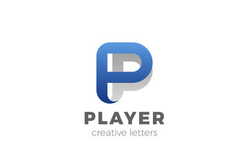 Obraz premium Letter P Logo design vector template Ribbon Font style Typography.
