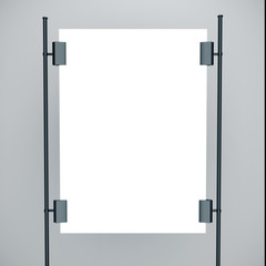 Blank white poster in room.