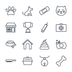 Set pet, vet, pet shop icon template color editable. pet pack symbol vector sign isolated on white background illustration for graphic and web design.