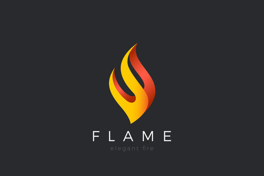 Fire Logo Flame design vector template. Elegant shape abstract Luxury Fashion Logotype concept ico