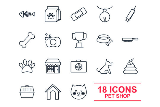 Set pet, vet, pet shop icon template color editable. pet pack symbol vector sign isolated on white background illustration for graphic and web design.