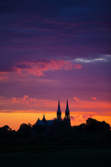Obraz premium Old church at sunset