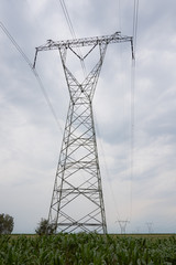 Electricity pylons spread across in countryside