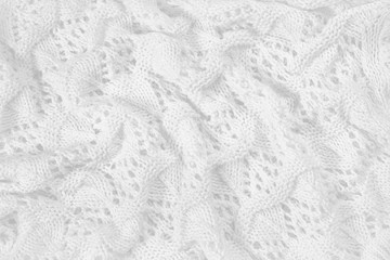 Abstract vintage white background, knitted homemade delicate lace of crochet napkins in retro...