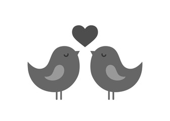 Couple love birds with heart. love symbol. valentine's day design element