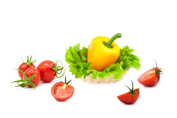 ripe fresh organic vegetables isolated on white background