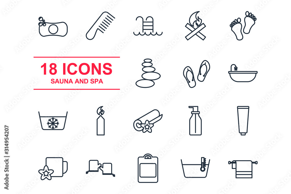 Poster set spa icon template color editable. spa & beauty pack symbol vector sign isolated on white backgro
