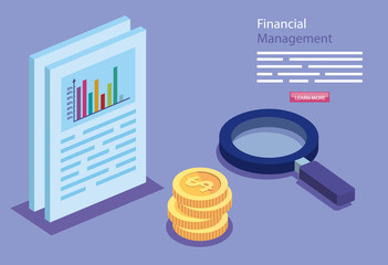 financial management with document and icons