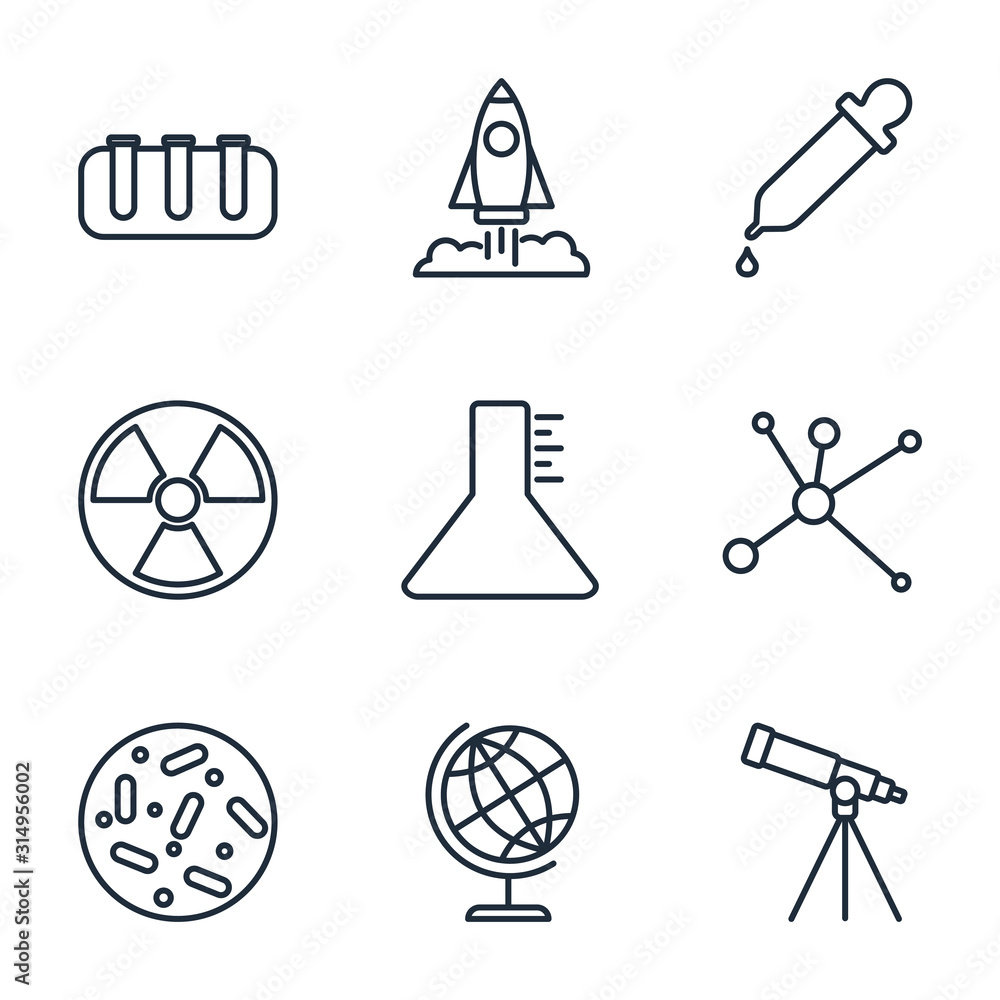 Poster Set Science icon template color editable. scientific activity elements pack symbol vector sign isolated on white background illustration for graphic and web design.