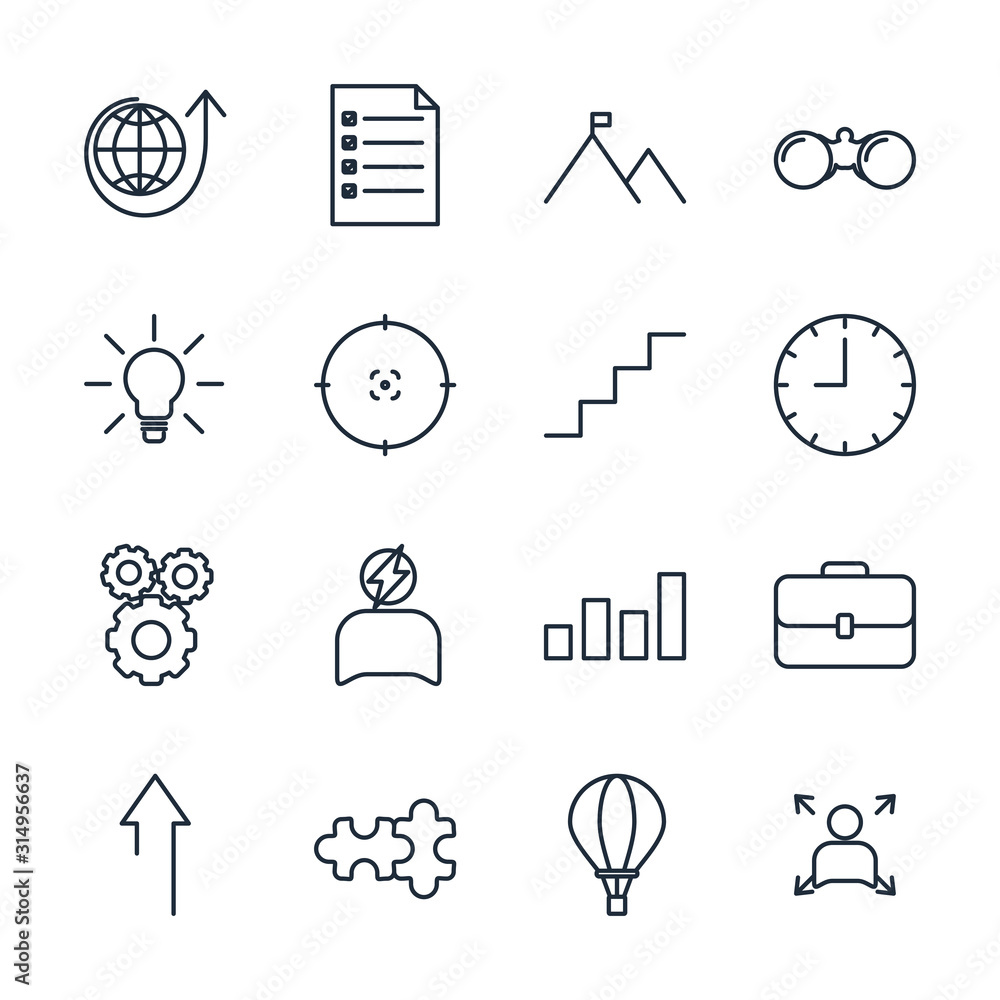 Poster Set Startup development elements icon template color editable. project development elements pack symbol vector sign isolated on white background illustration for graphic and web design.