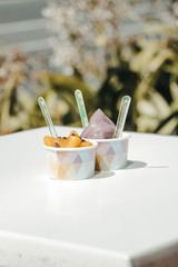 ice cream in summer blueberry mango